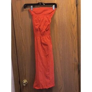 Women's Sportswear Orange Compression Strapless Knee Length Dress L/XL Side Slit